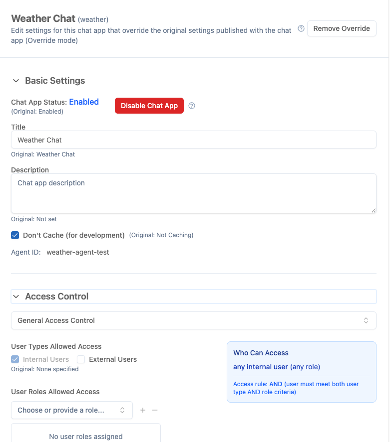 Chat app administration
